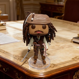 Peut inclure: Figurine Funko Pop! en vinyle de Jack Sparrow de la série de films Pirates des Caraïbes. La figurine porte un chapeau marron, des dreadlocks et une épée. La figurine est sur un socle en plastique transparent.