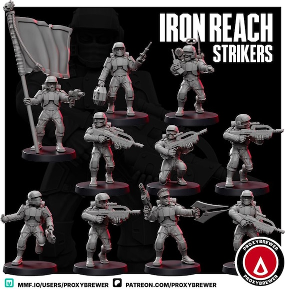 Iron Reach Strikers Squad – 28-32mm Sci-Fi Wargaming Miniatures