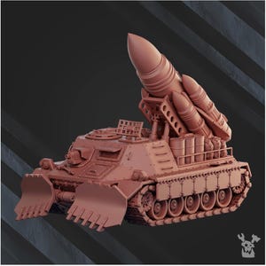 Tanque lanzamisiles Comrad Freeze CF-939 – Vehículo de artillería de cohetes Grimdark (escala 28-32 mm)