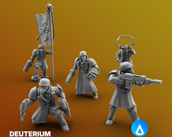 Deuterium Soldiers Command Squad – Grimdark Resin Infantry (5x Miniatures)