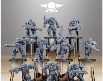 Orkaz Berserkers x 10 / Stationforge / Escala 28 mm 32 mm / Infantería de ciencia ficción Grimdark