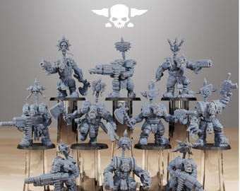 Orkaz SkullKrushers x10 / StationForge / Escala 28 mm 32 mm / Proxy de combate cuerpo a cuerpo orco de ciencia ficción
