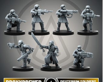 Deuterium Soldiers: Grimdark Sci-Fi Miniatures, Modular Infantry Kit