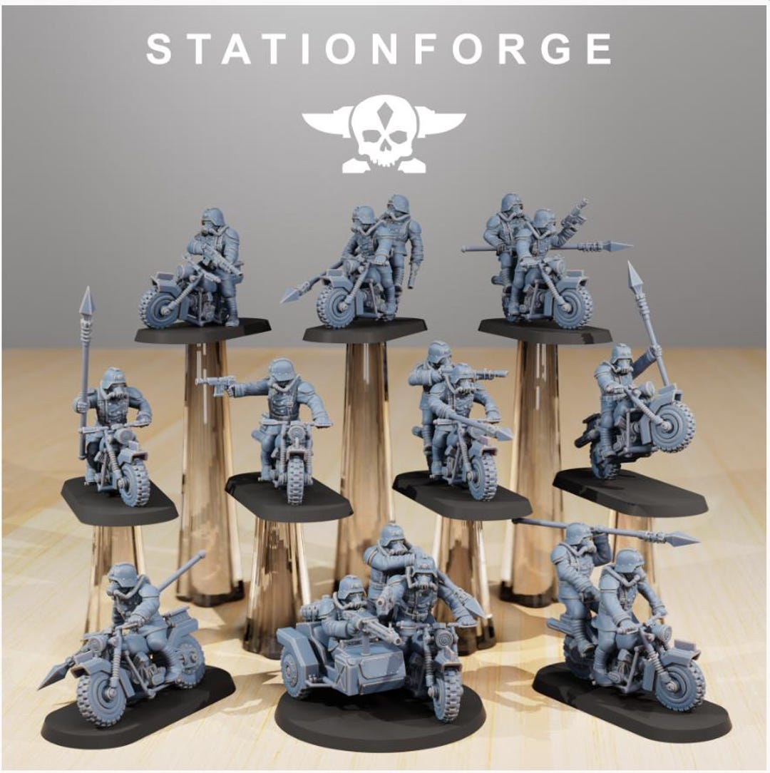 Stationforge Raptor Riders Grimguard Death Bikers - 10 Man Cavalry Squad | Stationforge | 28mm ...