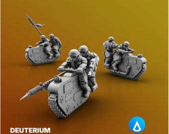 Deuterium Soldaten Biker Squad – Sci-Fi-Infanterie auf Fahrrädern | 28 mm Wargaming Miniaturen | Grimdark Tabletop-Proxies