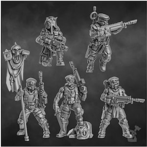 Escouade de chasseurs d'orks - Équipe de commandement d'élite de 5 hommes | Chasseurs vétérans à la peau verte | Écaille héroïque de 32 mm