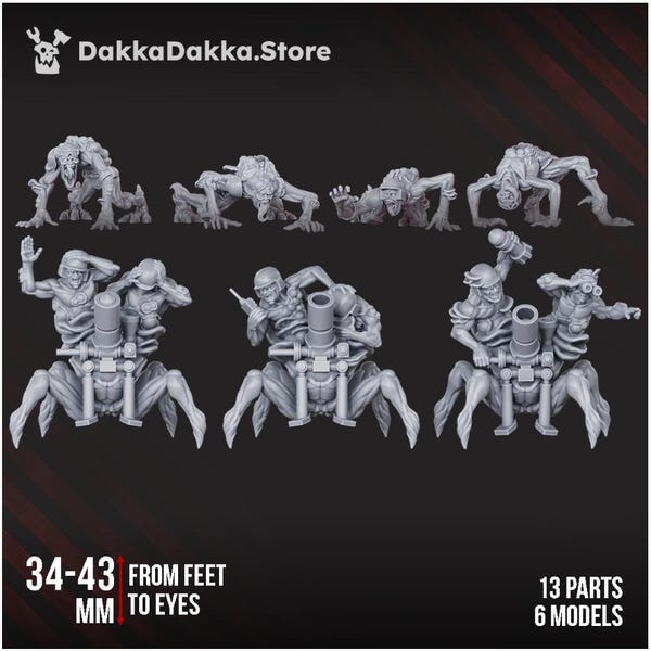 Shroomspawn Weapons Crew Squad x 6 | TheDakkaDakka.store | Sci-Fi Myconid Artillery | 28mm 32mm Scale