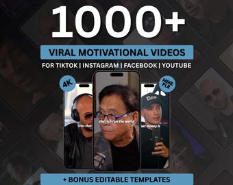 1000+ Motiverande Reels-videor Instagram, TikTok-videor, YouTube-kortfilmer, IG, virala videor Framgångsvideor Affärsinspirationspaket, MRR/PLR