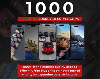 1000+ Luxury Lifestyle HD-4K Video Clips (Digital Download) - Reels, TikTok, Instagram, Social Media, Viral