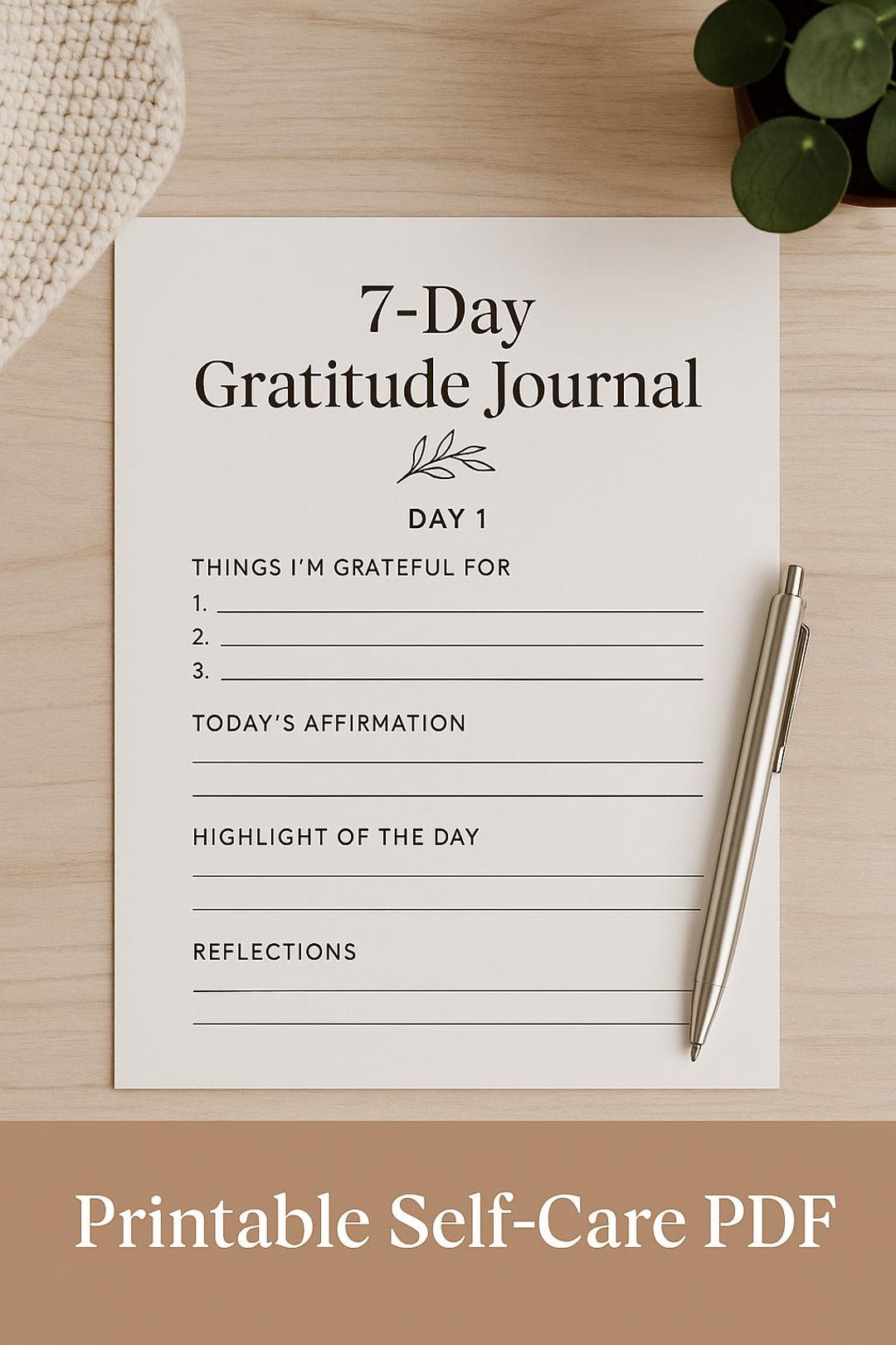 7-day Gratitude Journal | Printable Self-care PDF - Etsy