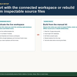 Indie Builder OS flexible setup options showing duplicate workspace or manual rebuild routes