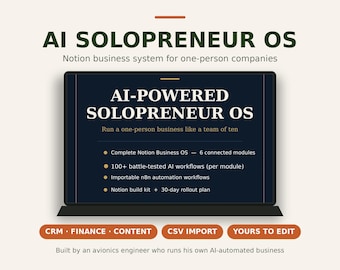 AI Solopreneur OS Notion Template | CRM Finance Content Tracker