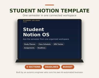 Plantilla de Notion para estudiantes 2026 / Planificador de estudios Horario de clases