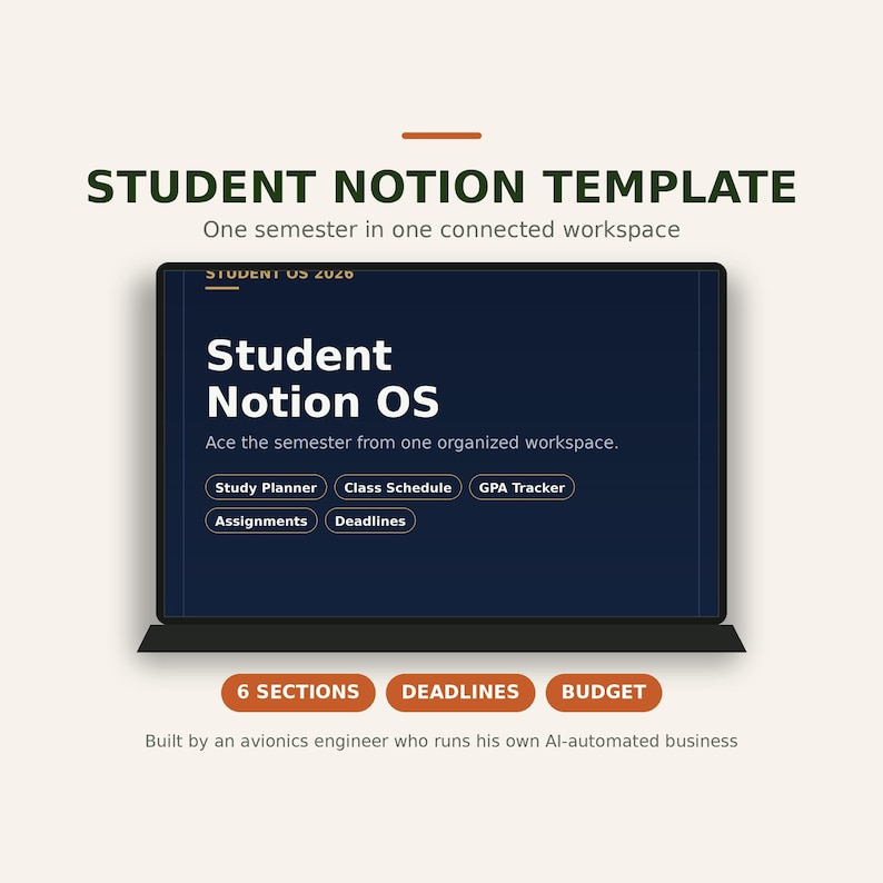 Student Notion-sjabloon 2026 | Studieplanner Lesrooster afbeelding 1