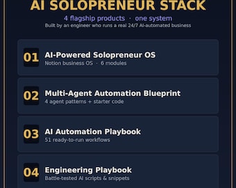 AI Solopreneur Stack Bundle | Notion OS, Agent Blueprint, Automations, Scripts (Digital Download)