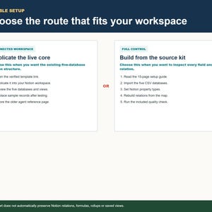 Dev Studio OS setup routes comparing connected workspace duplication versus source kit build