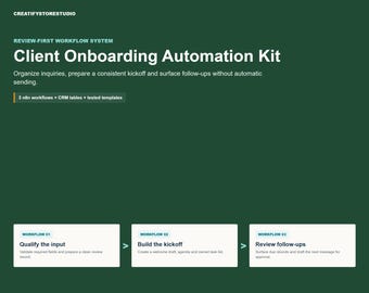 Client Onboarding Automation Kit | n8n Workflows, CRM Tables & Follow-Up Templates
