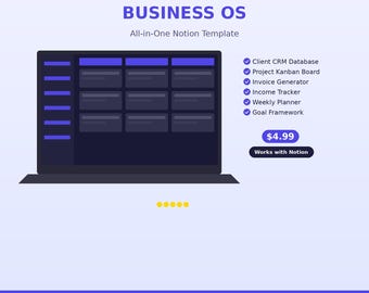 Freelancer Business OS Notion Template | CRM, Invoices, Projects, Client Tracker (Digital Download)