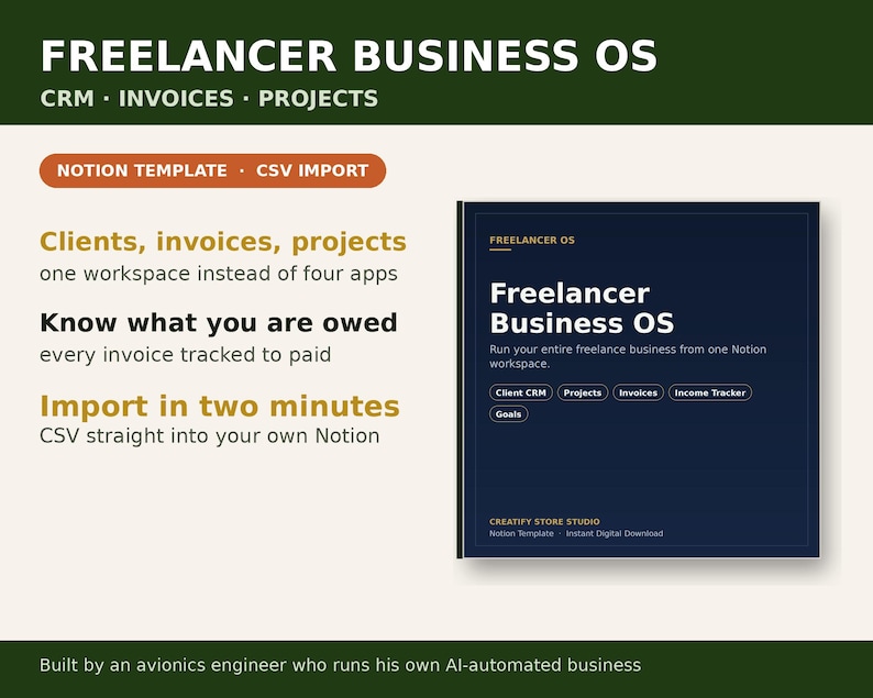 Plantilla de Notion para negocios freelance / Proyectos de facturación CRM imagen 3