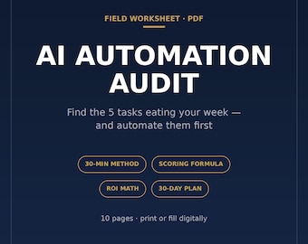 AI Automation Audit Worksheet - Task ROI Calculator, Printable
