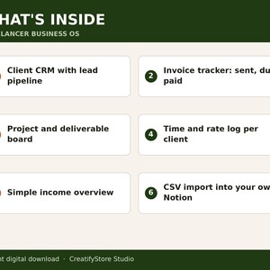 Plantilla de Notion para negocios freelance / Proyectos de facturación CRM imagen 5