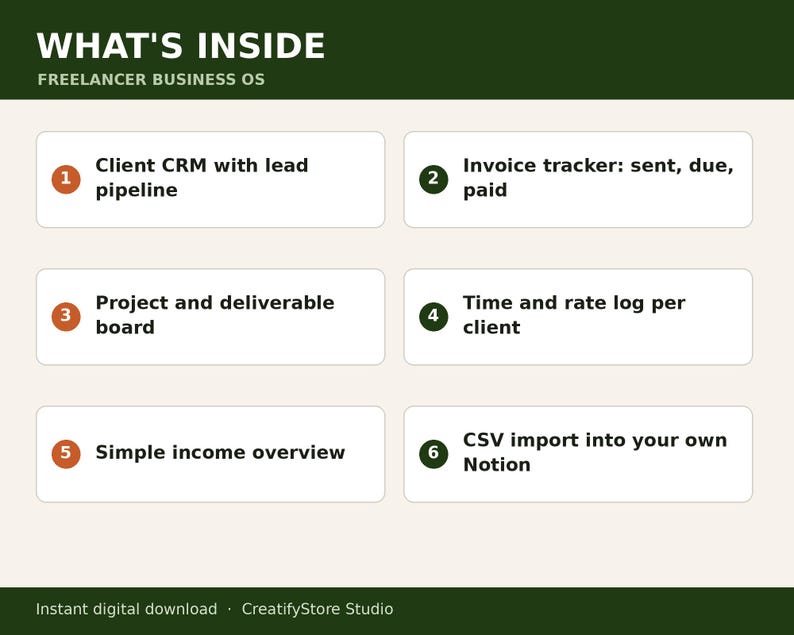 Plantilla de Notion para negocios freelance / Proyectos de facturación CRM imagen 5