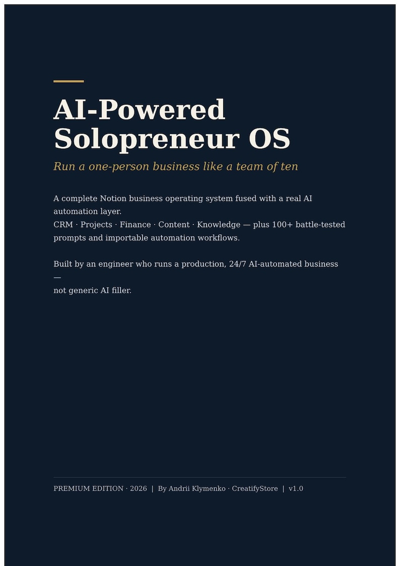 KI-getriebenes Solopreneur OS | Notion Business Template, crm, sponsor, Inhalt (digitaler Download) Bild 2