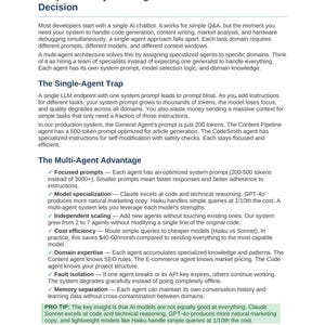 May include: A document titled AI Multi-Agent Automation Blueprint Premium Edition 2026, page 5. It features Chapter 1: Why Multi-Agent? The Architecture Decision, discussing the single-agent trap and the multi-agent advantage with bulleted points.