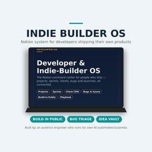 Indie Builder OS Notion Template | Developer Projects Client CRM