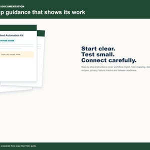 Client Onboarding Kit 19-page setup guide covering import, mapping, testing and deployment