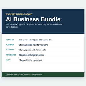 AI Business Bundle: Notion OS, 51 Workflows, Multi-Agent Blueprint and Fillable Audit