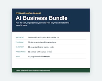 AI Business Bundle: Notion OS, 51 Workflows, Multi-Agent Blueprint and Fillable Audit