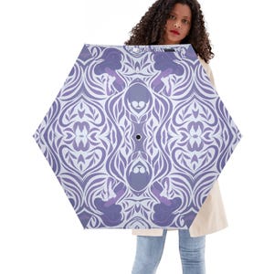 Art Nouveau Umbrella - Yumeji Inspired Japanese Woman Motif | Stylish Parasol with Elegant Floral Flow