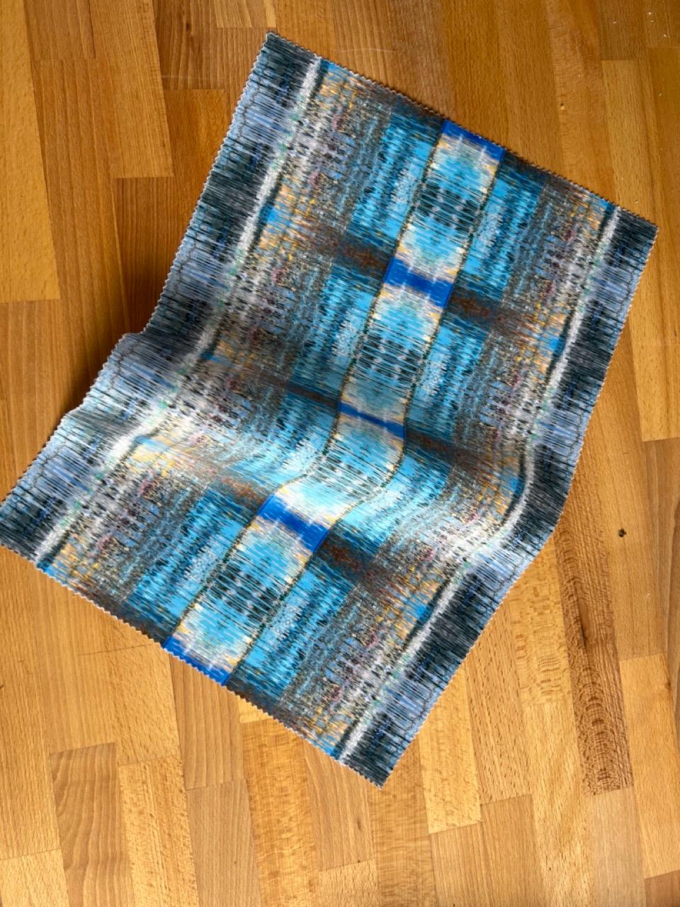 Abstract water velvet fabric, subtle blue water textile. Neutral designer fabric, contemporary luxury material for home decor. Curtaining 4
