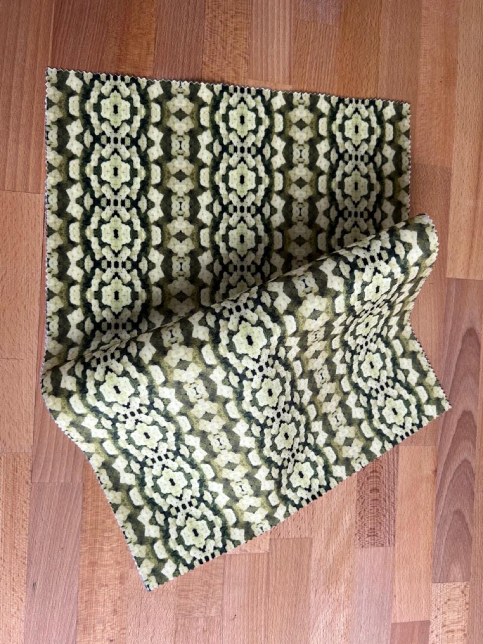 Abstract floral velvet fabric, bold yellow floral textile. Neutral designer fabric, contemporary luxury material for home decor. Curtaining 4