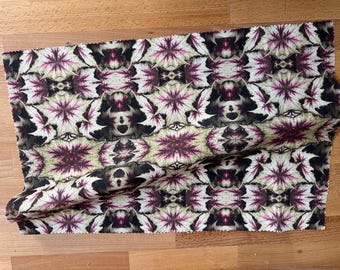 Dramatic Leaves, designer linen by the metre, upholstery, curtains, home furnishings, pink and green, abstract floral theme.