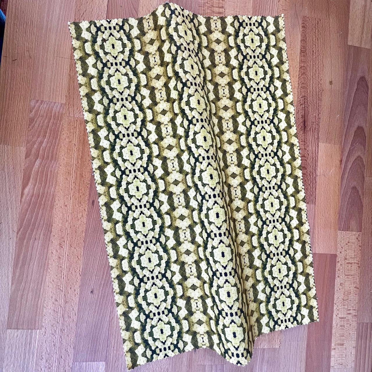 Abstract floral linen fabric, bold yellow floral textile. Neutral designer fabric, contemporary luxury material for home decor. Curtaining 3