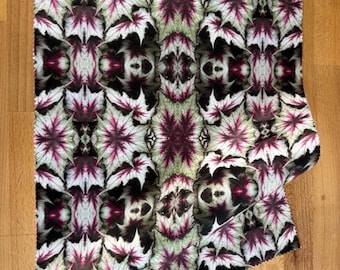 Dramatic Leaves, designer velvet by the metre, upholstery, home furnishings, purple, abstract floral theme.