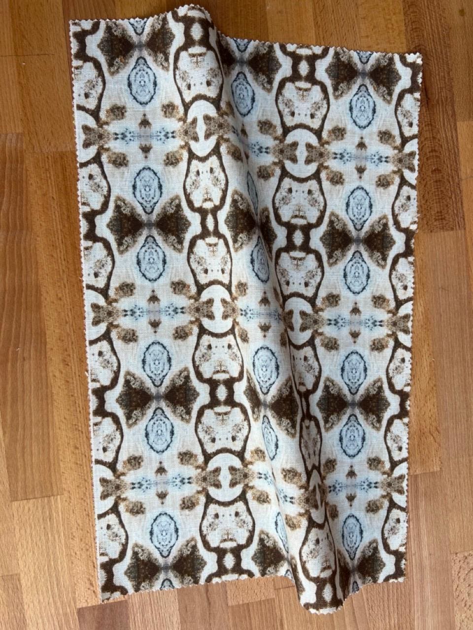Abstract stone linen fabric, subtle blue stone textile. Neutral designer fabric, contemporary luxury material for home decor. Curtaining 4