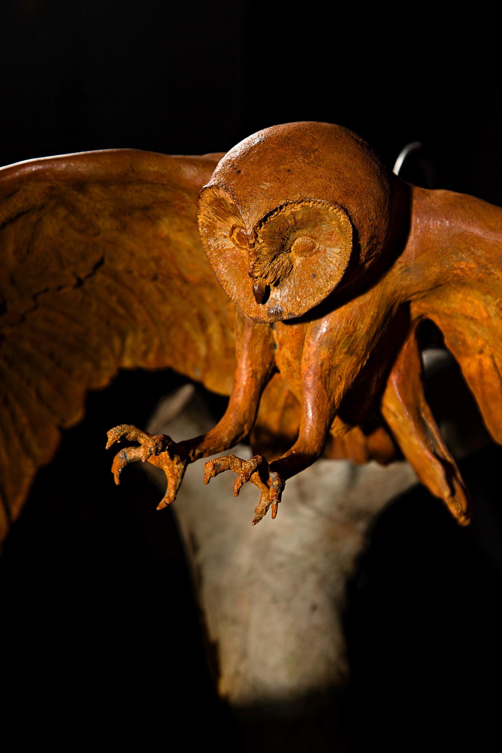 Barn Owl sculpture - Bronze Resin Sculpture by Kate Cledwyn