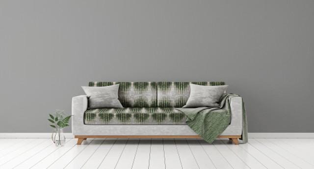 Abstract water linen fabric, bold green water textile. Neutral designer fabric, contemporary luxury material for home decor. Curtaining