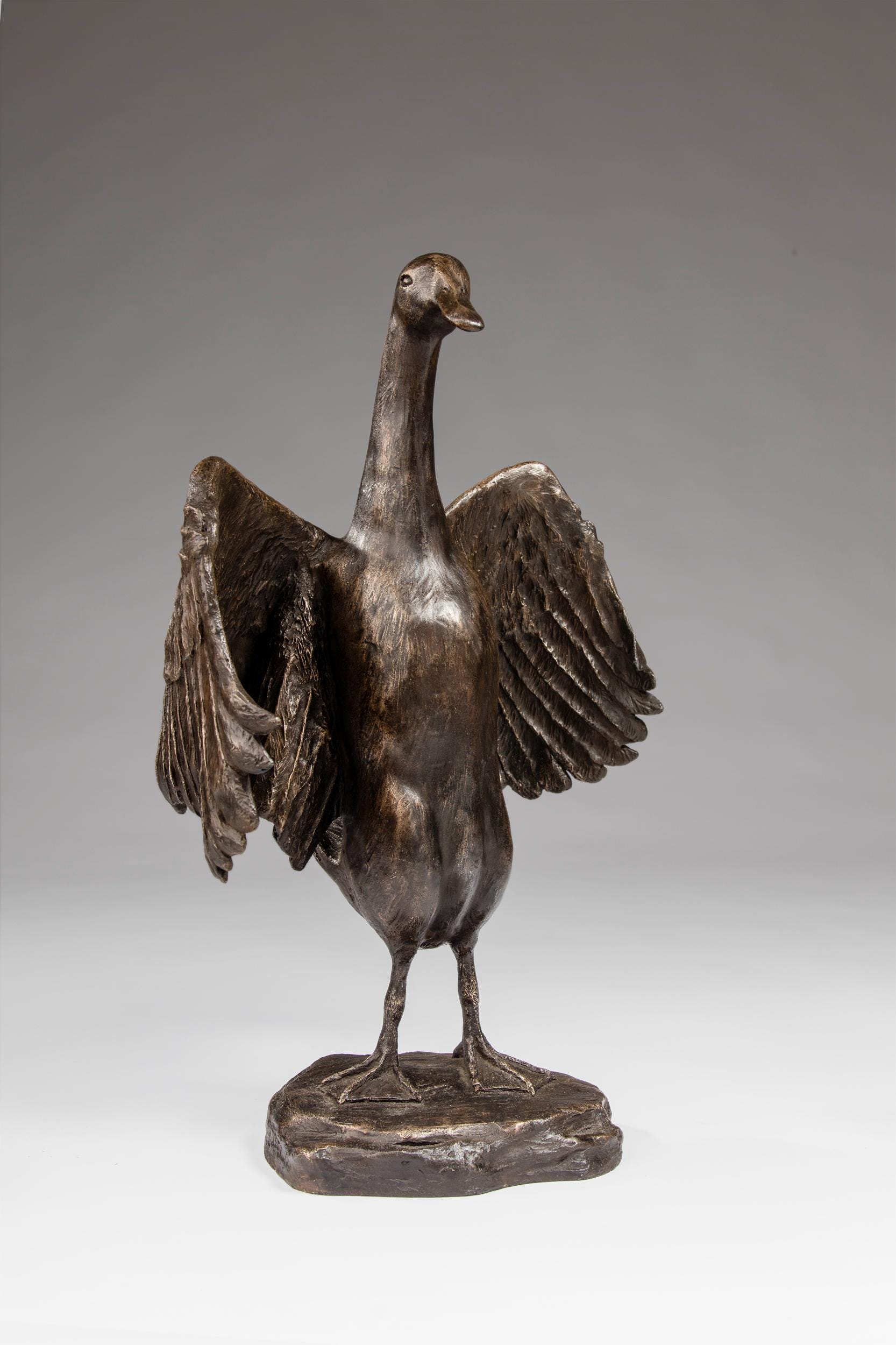 Flapping Duck sculpture - Bronze Resin Sculpture by Kate Cledwyn