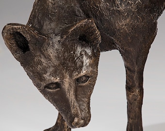 Escultura de zorro de resina de bronce de gran tamaño / Kate Cledwyn Contemporary Art (60 cm)