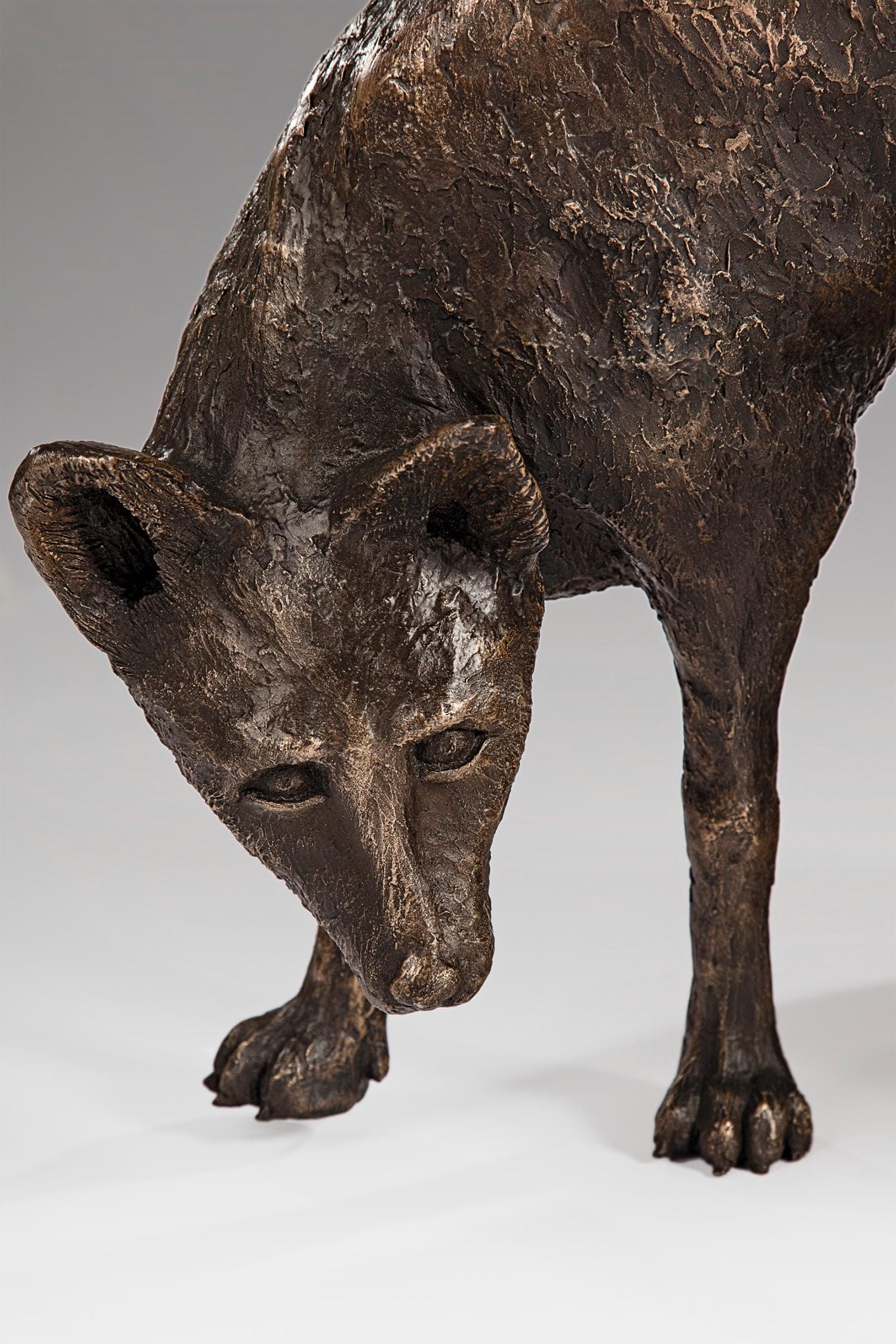 Handmade Large Fox Bronze Resin Sculpture by Kate Cledwyn