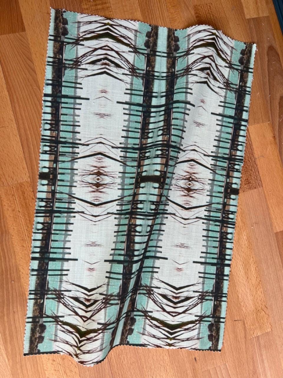 Abstract water linen fabric, subtle green water textile. Neutral designer fabric, contemporary luxury material for home decor. Curtaining 4