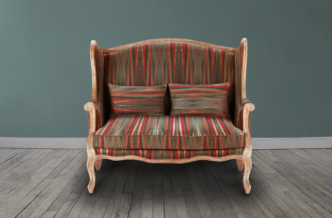Abstract linen fabric, bold reds textile. Bold designer fabric, contemporary luxury material for home decor. Curtaining 2