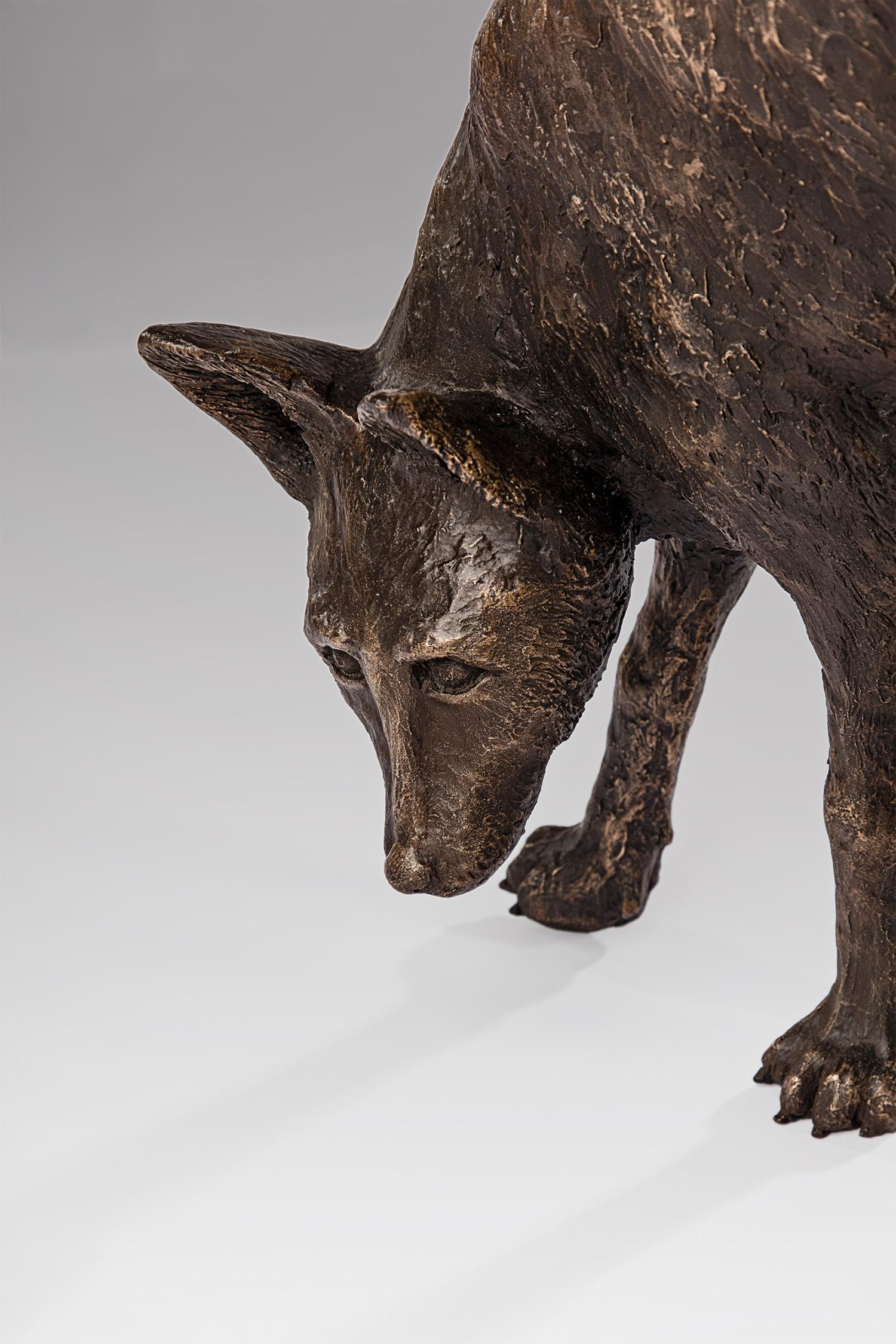 Handmade Large Fox Bronze Resin Sculpture by Kate Cledwyn 2