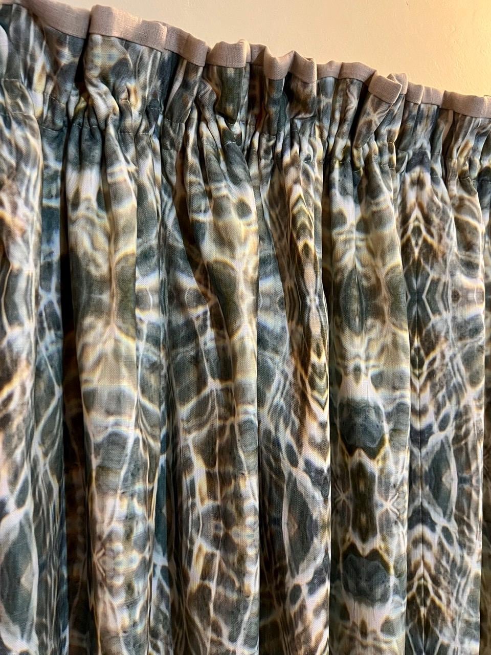 Abstract water linen fabric, fresh green water textile. Neutral designer fabric, contemporary luxury material for home decor. Curtaining 4