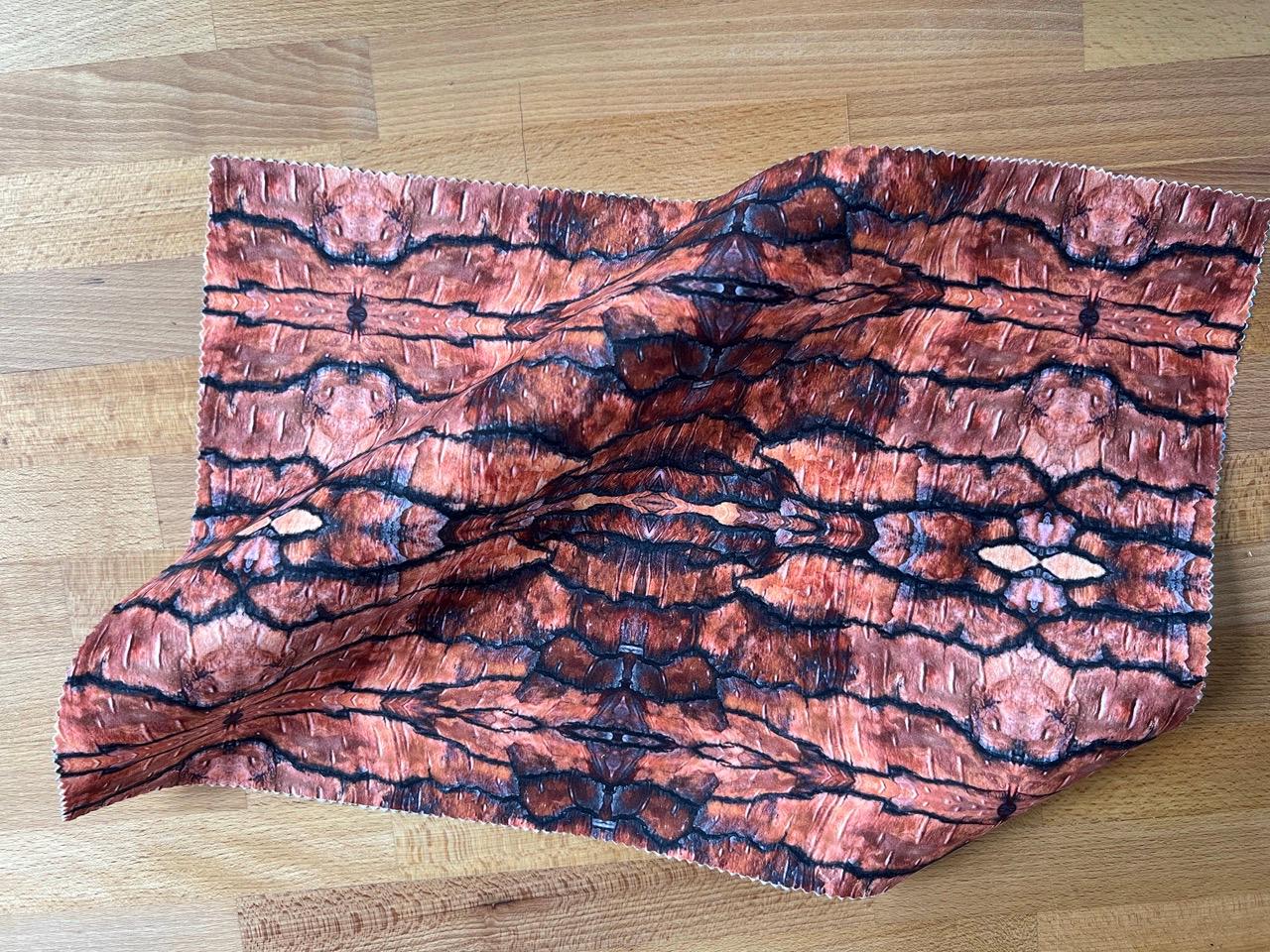 Abstract bark velvet fabric, bold copper bark textile. Neutral designer fabric, contemporary luxury material for home decor. Curtaining 4