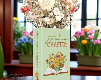 Just One More Chapter Ceramic Book Vase, Book-Shaped Flower Holder, Bookish Decor, Gift for Readers & Teachers, Cottagecore